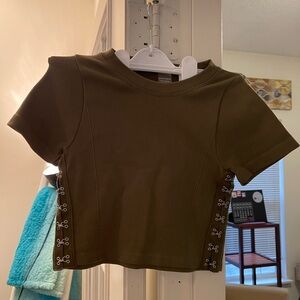 Bloom Season Olive Green Crop Top